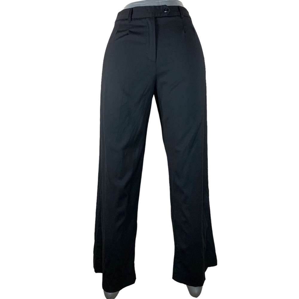 Size 8 Milly Vintage Wool Blend Black Wide Leg Pants Dress Pants